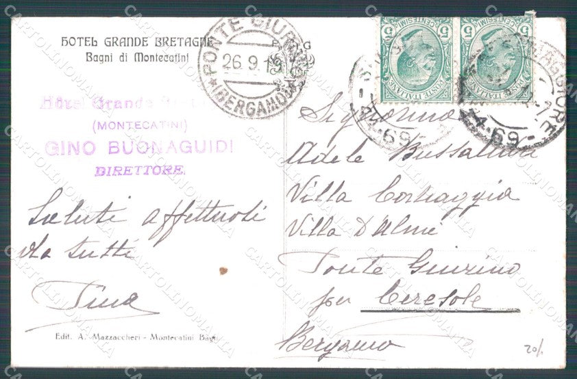 Pistoia Montecatini Hotel Grande Bretagne PIEGHINA cartolina WX2367 – retro