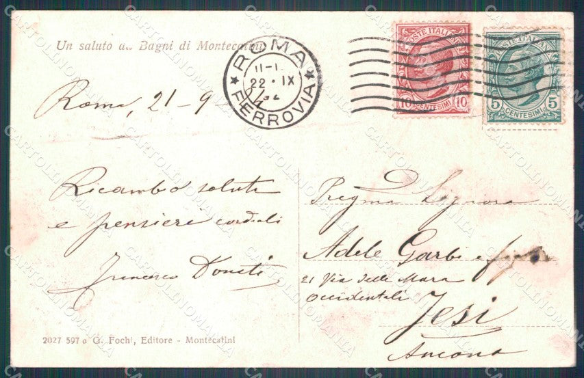Pistoia Montecatini Chiesa Sant'Antonio ABRASA cartolina WX2378 – retro