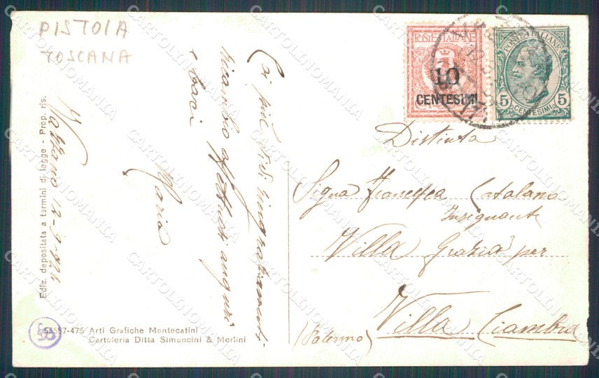 Pistoia Montecatini Palazzo Comunale PIEGHINA cartolina WX2379 – retro