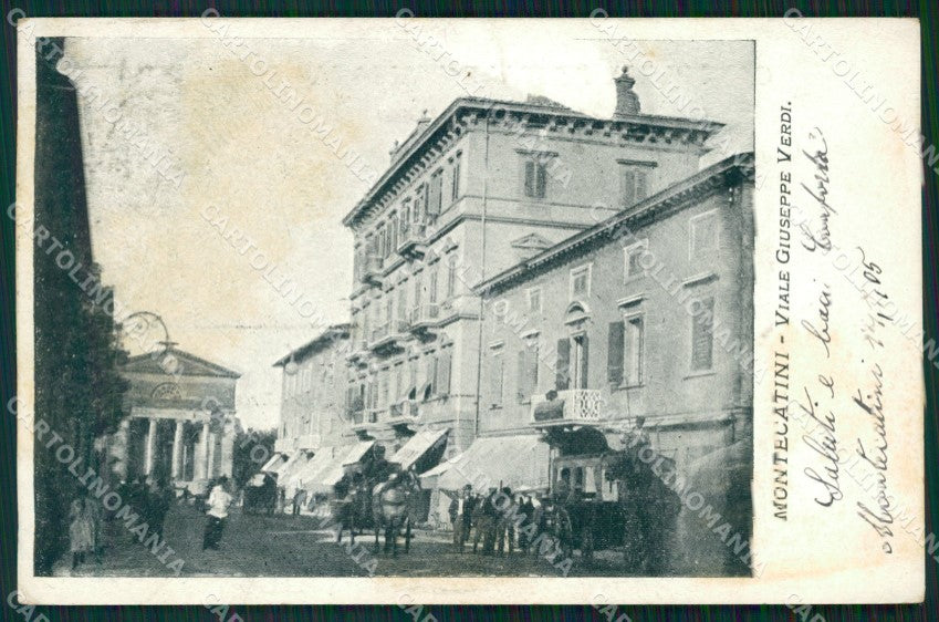 Pistoia Montecatini Viale Giuseppe Verdi LEGGERA MACCHIA cartolina WX2399 – fronte