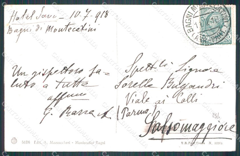 Pistoia Montecatini Piazza Umberto I cartolina WX2443 – retro