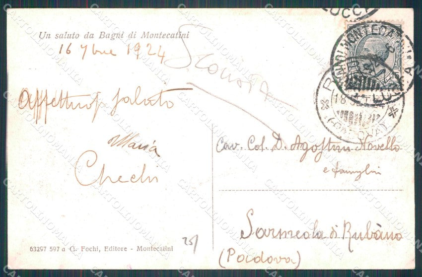 Pistoia Montecatini Funicolare SCOLLATA cartolina WX2456 – retro