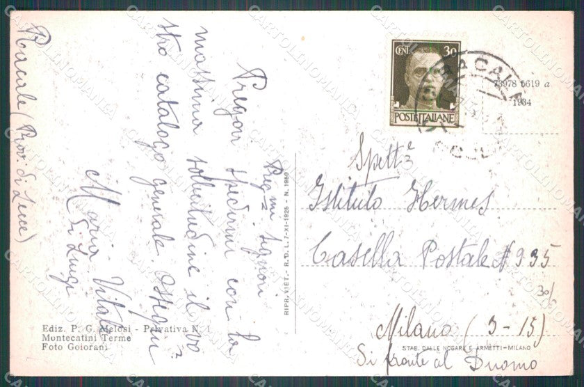 Pistoia Montecatini Via Manin Auto cartolina WX2473 – retro