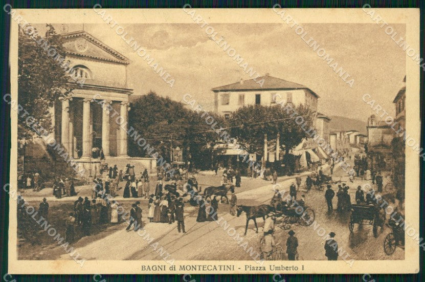 Pistoia Montecatini Piazza Umberto I° Carrozze cartolina WX2481 – fronte