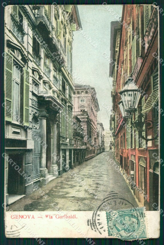 Genova Città Via Garibaldi PIEGHINE cartolina WX2507 – fronte