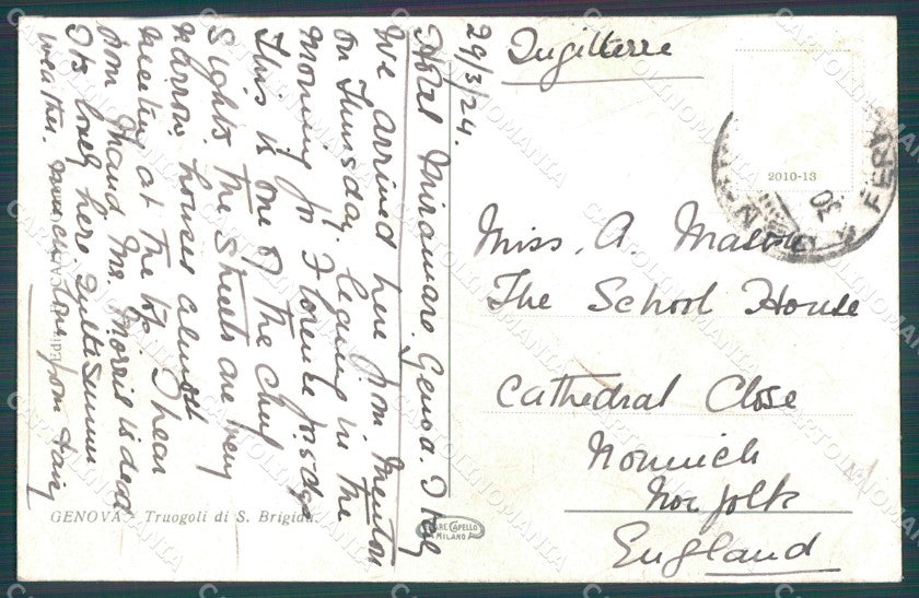 Genova Città Truogoli Santa Brigida PIEGHINE cartolina WX2519 – retro
