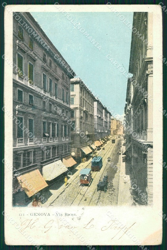 Genova Città Via Roma Tram cartolina WX2529 – fronte