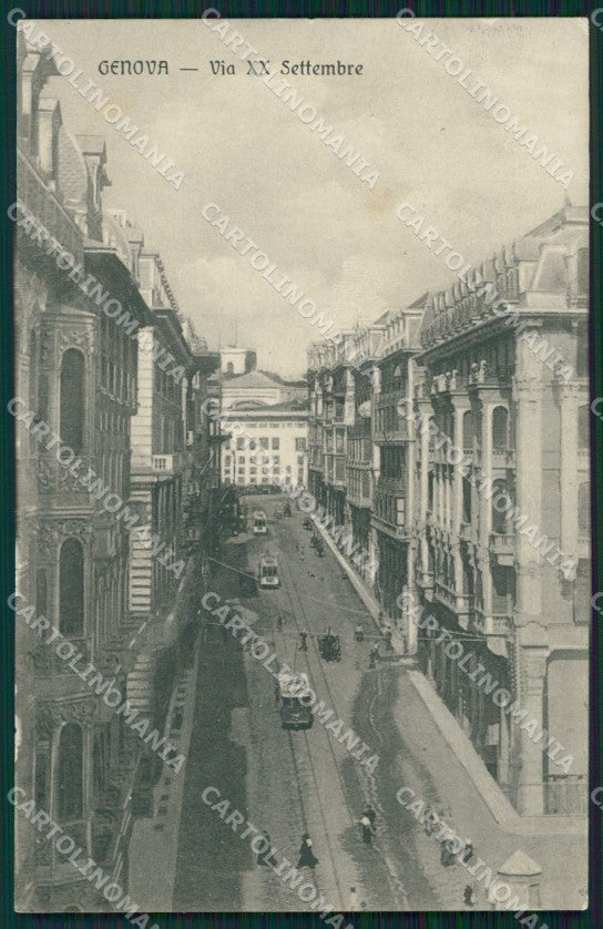 Genova Città Via XX Settembre Tram cartolina WX2531 – fronte