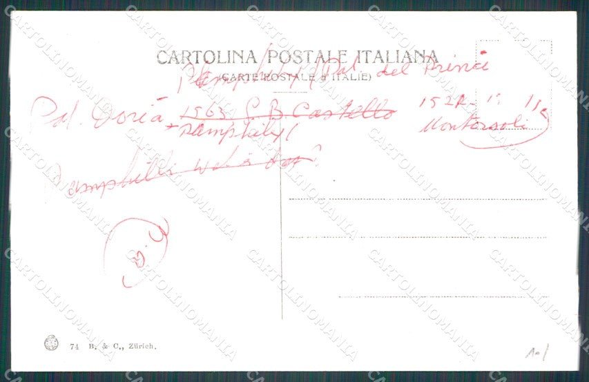 Genova Città Palazzo Doria Pamphilj Pamphili Carretti ABRASA cartolina WX2536 – retro