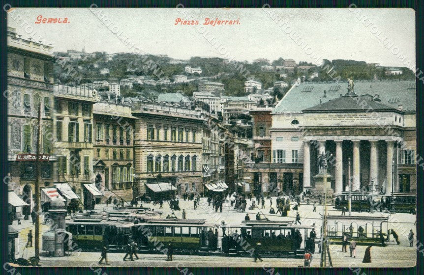 Genova Città Piazza De Ferrari Tram cartolina WX2591 – fronte