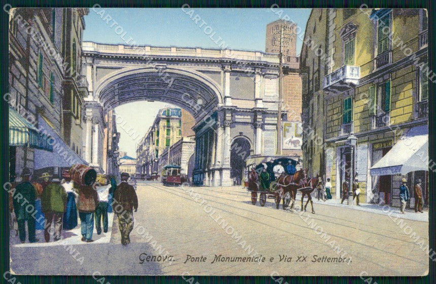 Genova Città Ponte Monumentale Tram Carrozza cartolina WX2594 – fronte