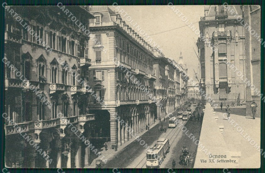 Genova Città Via XX Settembre Tram cartolina WX2600 – fronte