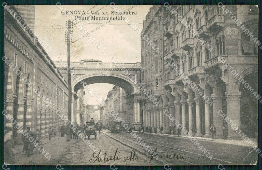 Genova Città Ponte Monumentale Tram PIEGHINA cartolina WX2602 – fronte