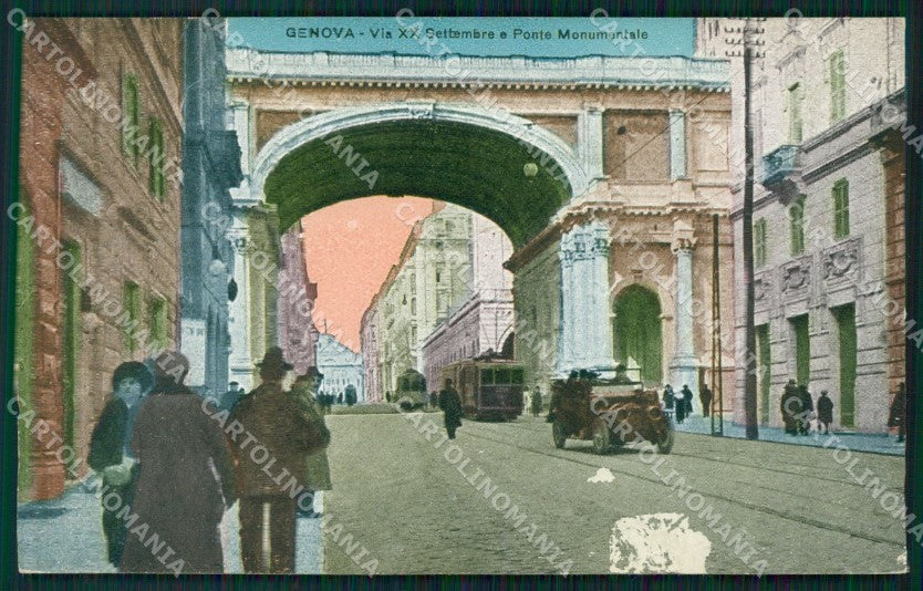 Genova Città Ponte Monumentale Auto Tram ABRASA cartolina WX2603 – fronte
