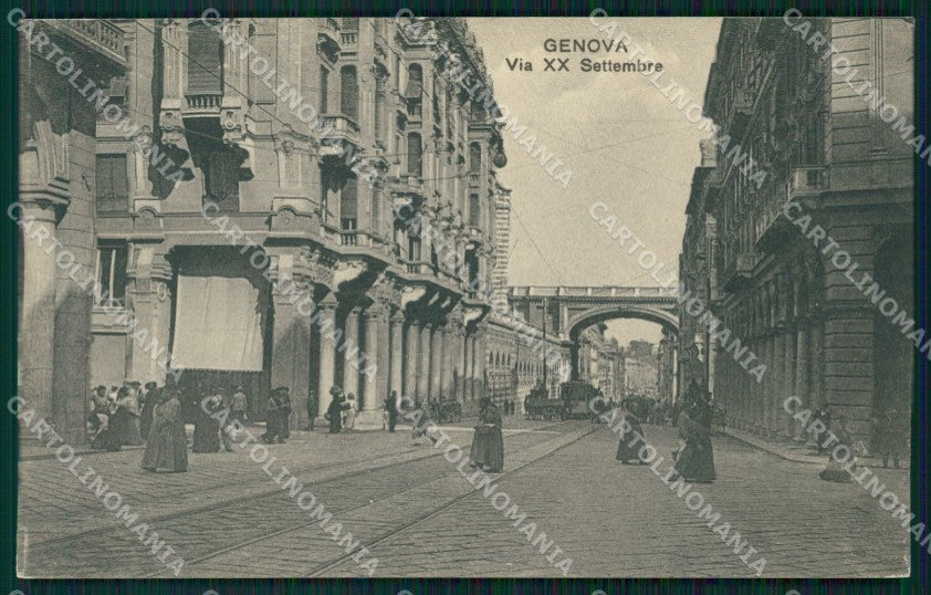 Genova Città Via XX Settembre Tram cartolina WX2604 – fronte