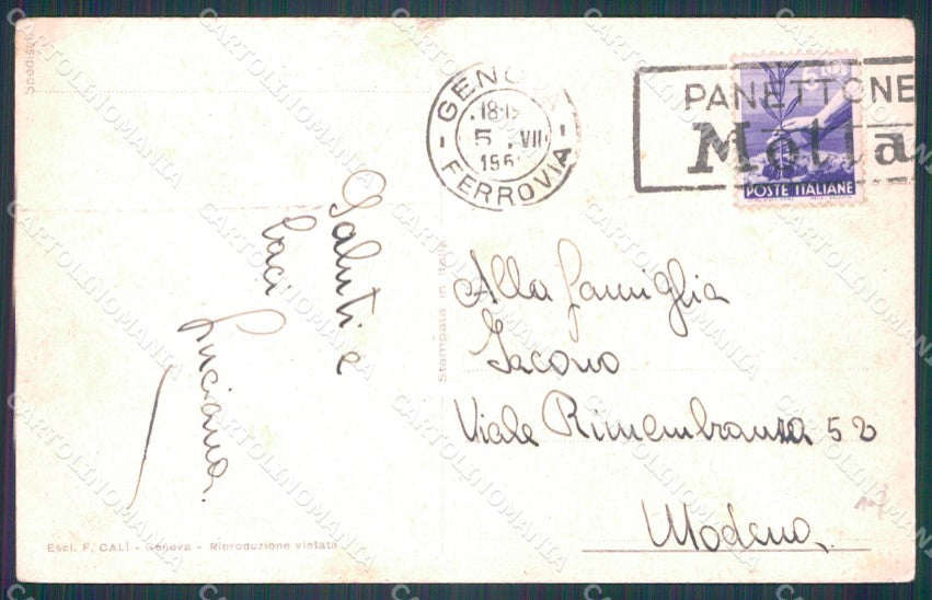 Genova Città Piazza Giuseppe Verdi Fontana PIEGHINA cartolina WX2608 – retro