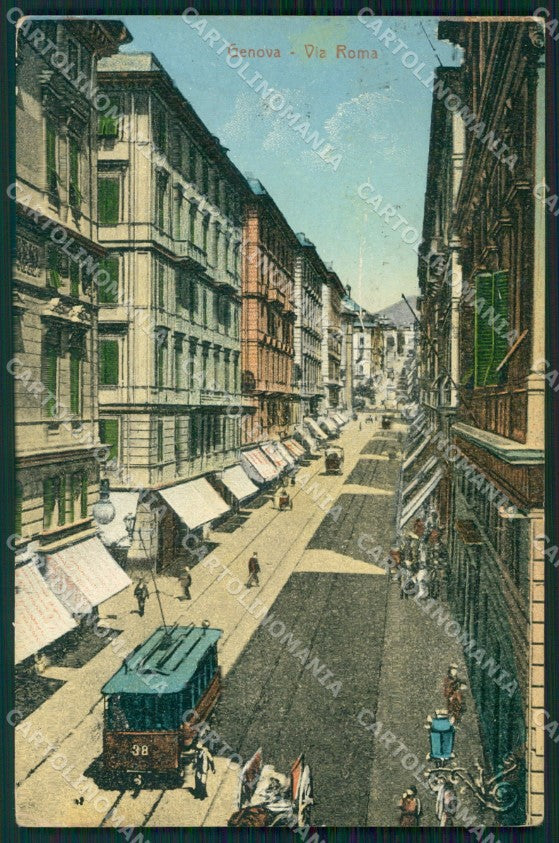 Genova Città Via Roma Tram PIEGHINA cartolina WX2612 – fronte