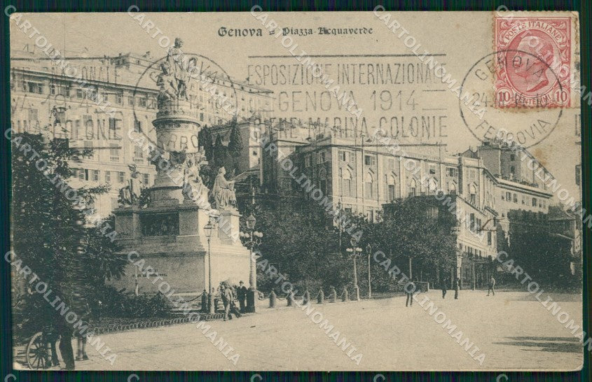 Genova Città Piazza Acquaverde PIEGHINA cartolina WX2618 – fronte