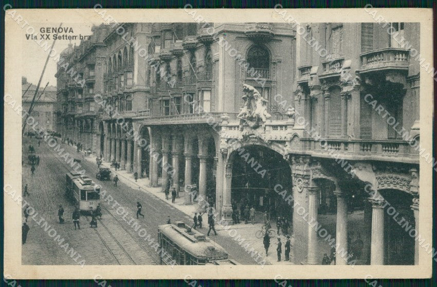 Genova Città Via XX Settembre Tram cartolina WX2627 – fronte