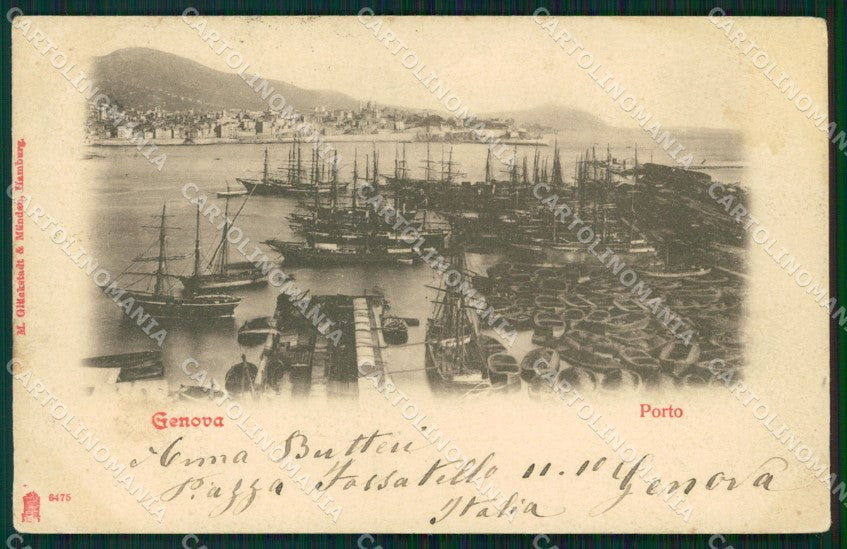 Genova Città Porto Barche PIEGA cartolina WX2632 – fronte