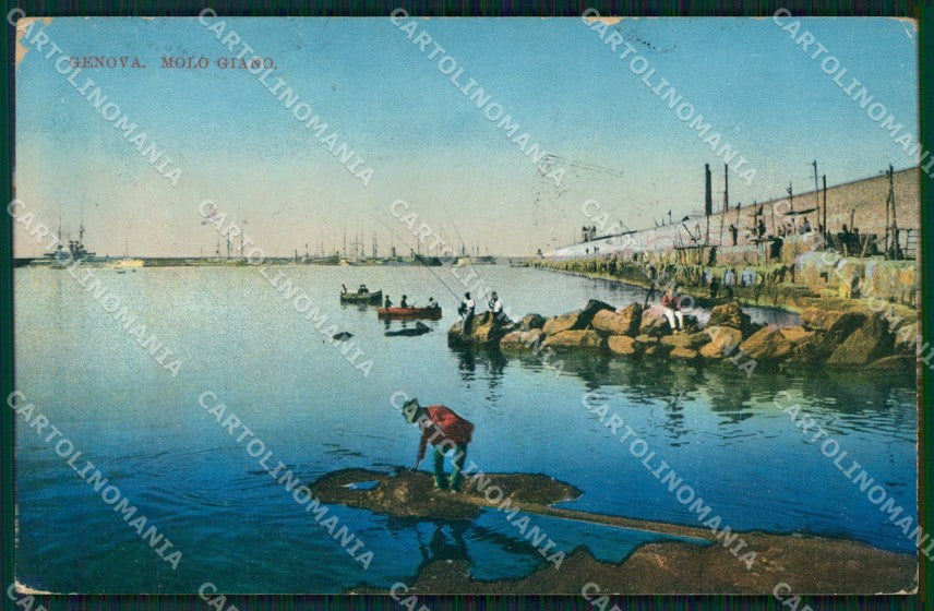 Genova Città Molo Giano Pescatori cartolina WX2637 – fronte