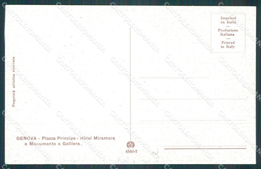 Genova Città Piazza Principe cartolina WX2638 – retro