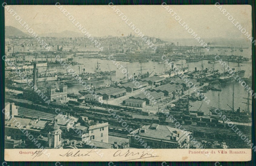 Genova Città Porto da Villa Rosazza PIEGHINA cartolina WX2644 – fronte