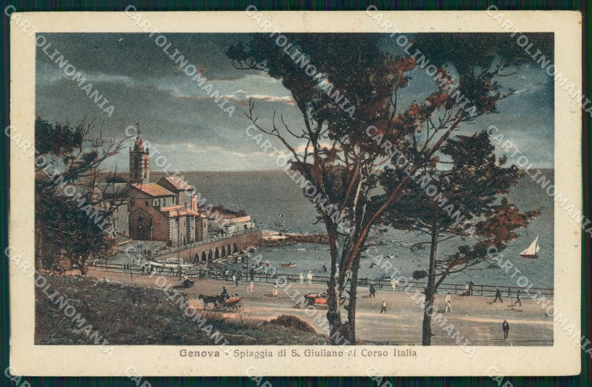 Genova Città Spiaggia San Giuliano Chiaro di Luna cartolina WX2645 – fronte