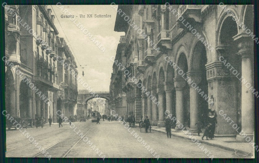 Genova Città Via XX Settembre Tram cartolina WX2654 – fronte
