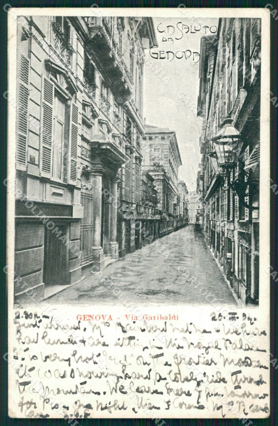 Genova Città Via Garibaldi PIEGHINA cartolina WX2656 – fronte