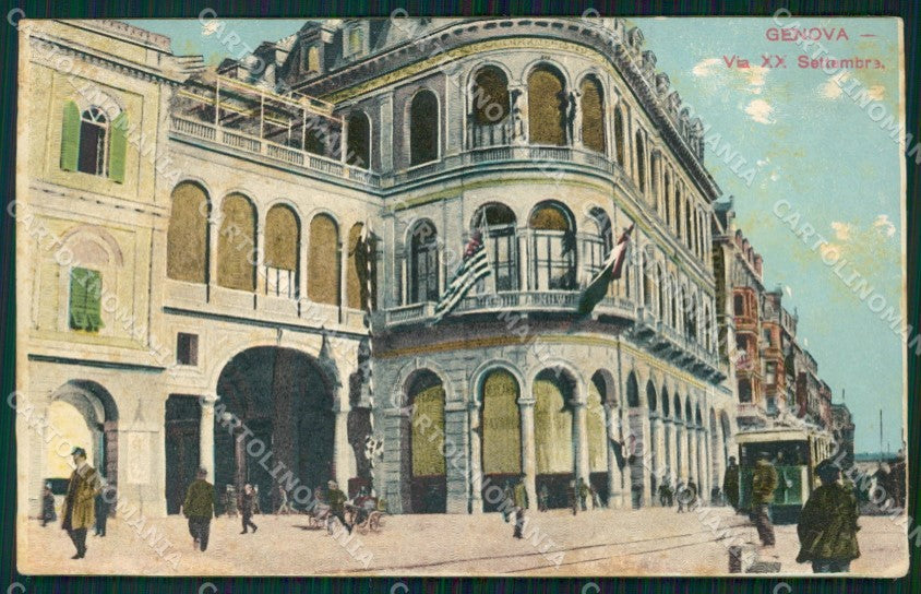 Genova Città Via XX Settembre Tram cartolina WX2686 – fronte