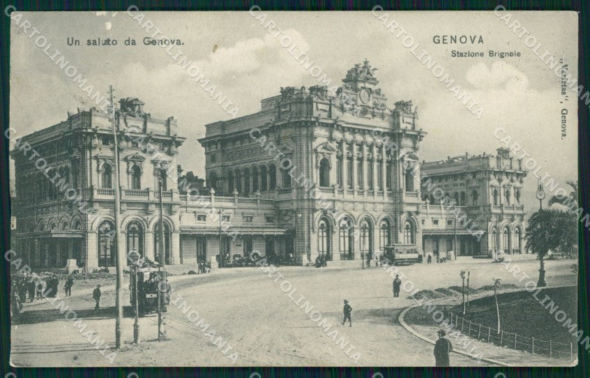Genova Città Stazione Brignole Tram PIEGHINA ABRASA cartolina WX2709 – fronte