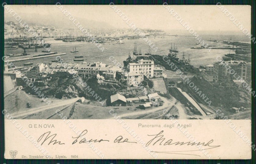 Genova Città Panorama dagli Angeli PIEGA cartolina WX2719 – fronte