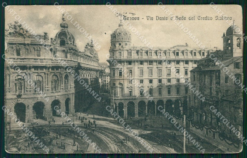 Genova Città Credito Italiano Via Dante PIEGHE cartolina WX2750 – fronte