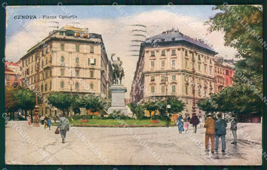 Genova Città Piazza Corvetto PIEGHINE cartolina WX2768 – fronte