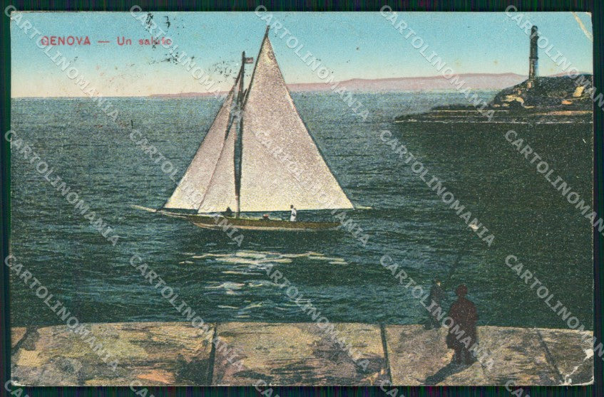Genova Città Barca PIEGHE cartolina WX2775 – fronte