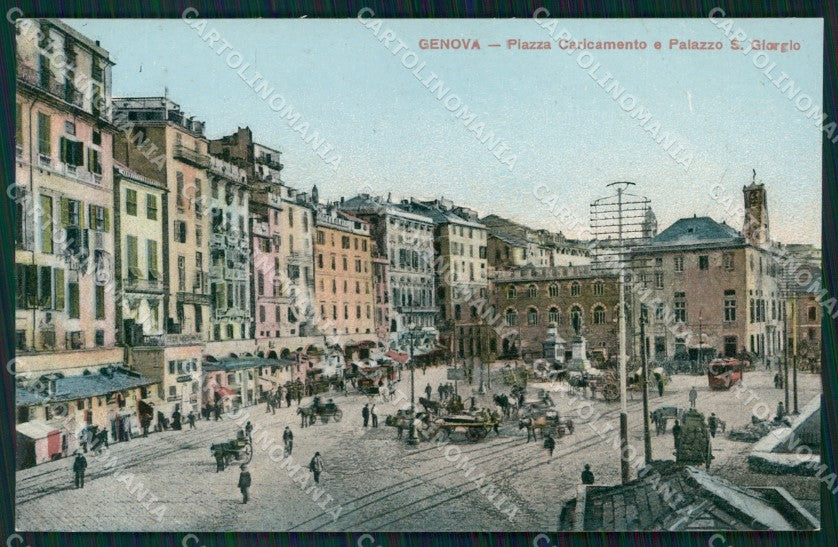 Genova Città Piazza Caricamento Tram cartolina WX2791 – fronte