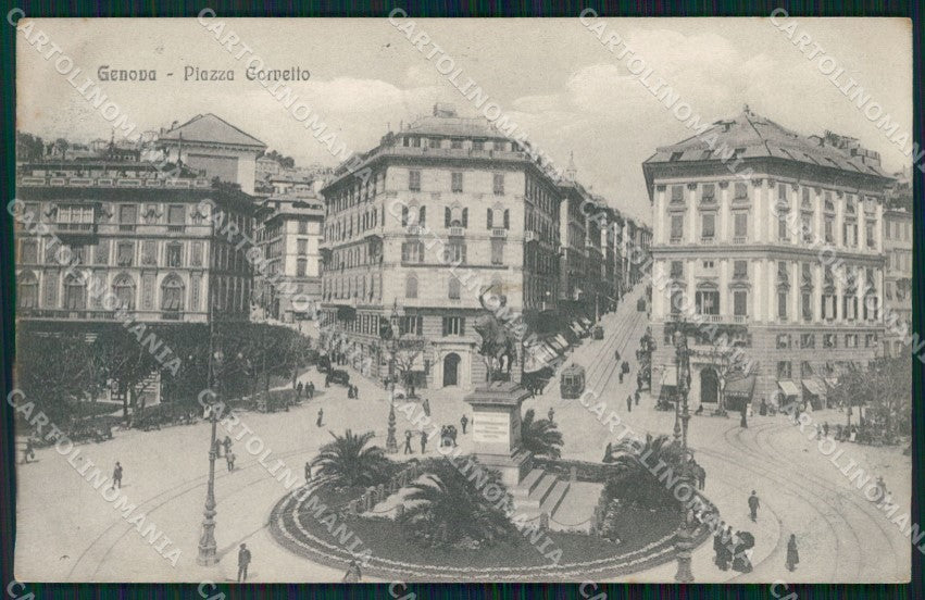 Genova Città Piazza Corvetto Tram cartolina WX2799 – fronte