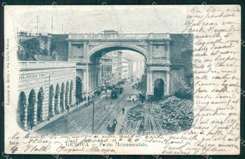 Genova Città Ponte Monumentale PIEGHE STRAPPINO cartolina WX2845 – fronte