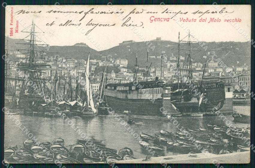 Genova Città Molo Vecchio Barche cartolina WX2852 – fronte