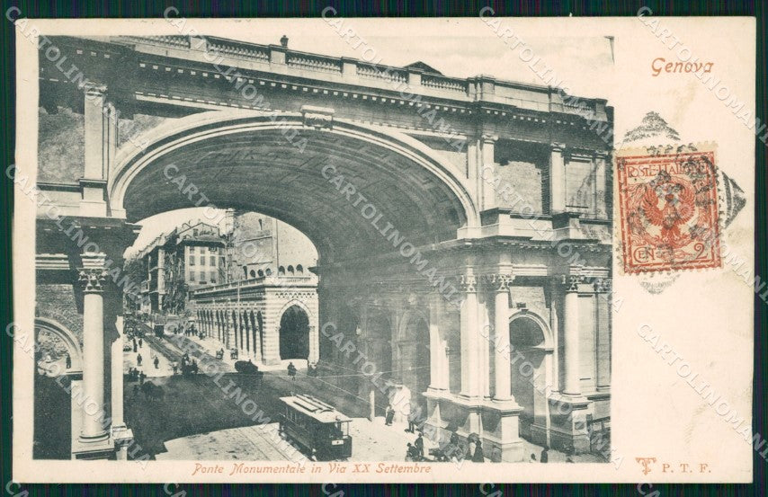 Genova Città Ponte Monumentale Tram cartolina WX2854 – fronte