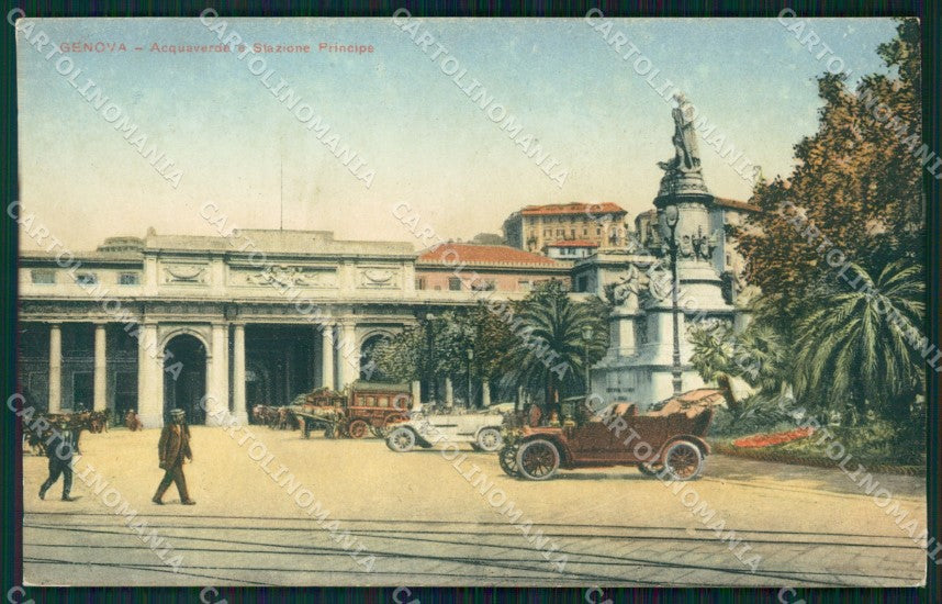 Genova Città Piazza Acquaverde Stazione Principe Auto cartolina WX2855 – fronte