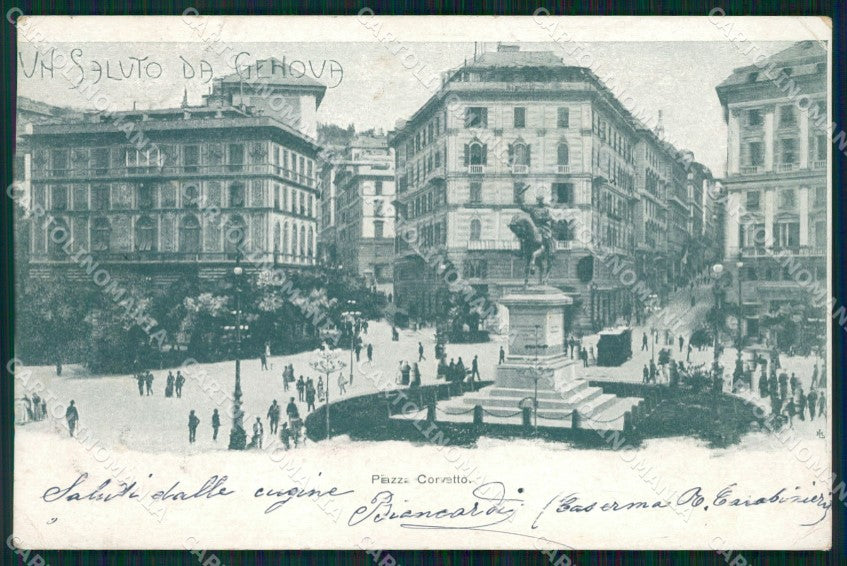 Genova Città Piazza Corvetto PIEGHINE cartolina WX2857 – fronte