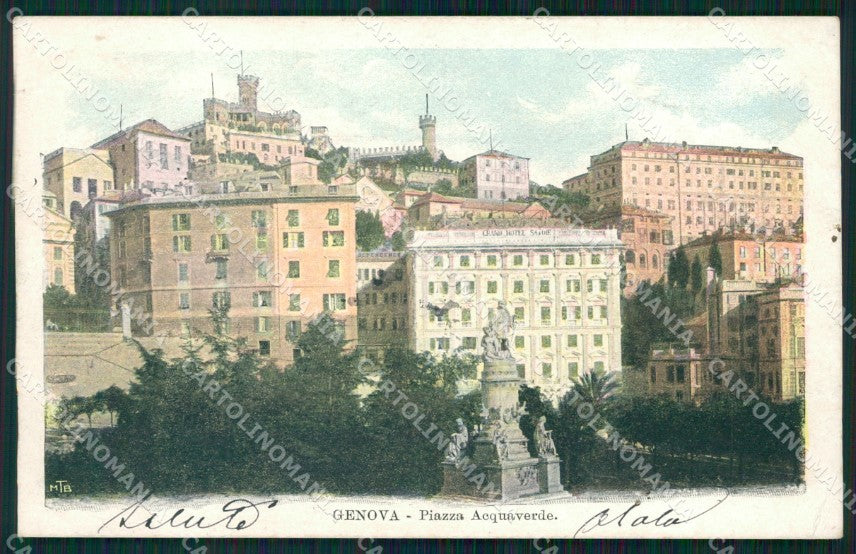 Genova Città Piazza Acquaverde PIEGHINA cartolina WX2859 – fronte