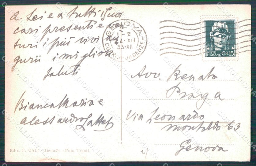 Genova Pegli Villa Durazzo Pallavicini Laghetto SCOLLATA cartolina WX2869 – retro