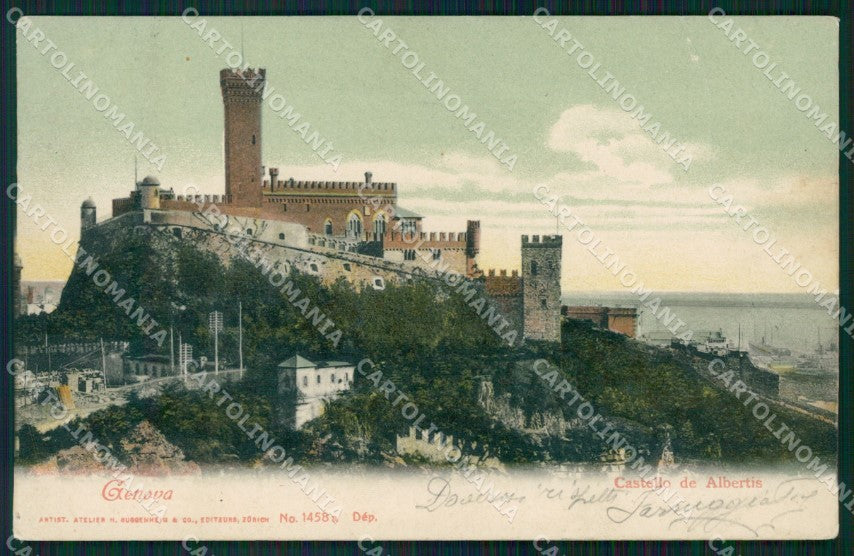 Genova Città Castello de Albertis PIEGA cartolina WX2877 – fronte