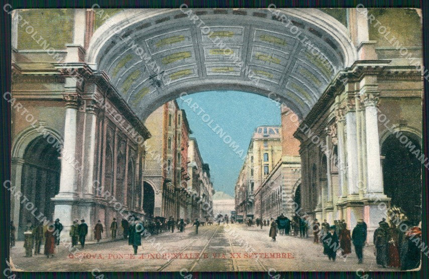 Genova Città Ponte Monumentale PIEGHINE cartolina WX2878 – fronte