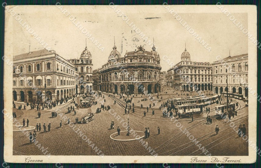 Genova Città Piazza De Ferrari PIEGHINE cartolina WX2886 – fronte