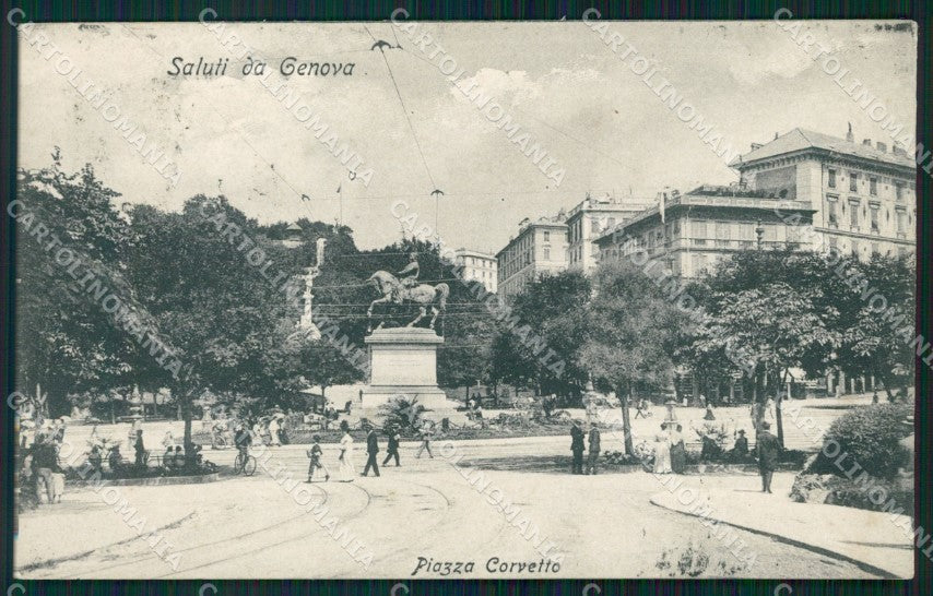 Genova Città Piazza Corvetto RIFILATA cartolina WX2901 – fronte