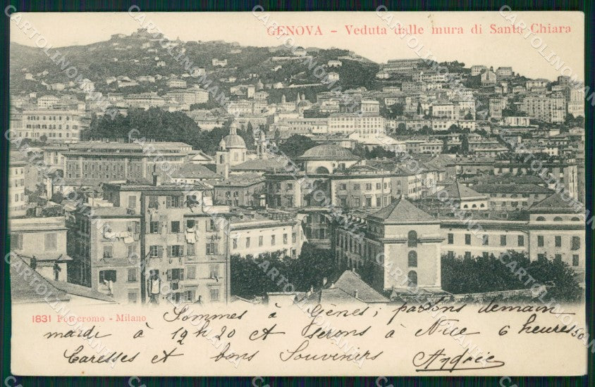 Genova Città Veduta Mura di Santa Chiara cartolina WX2910 – fronte